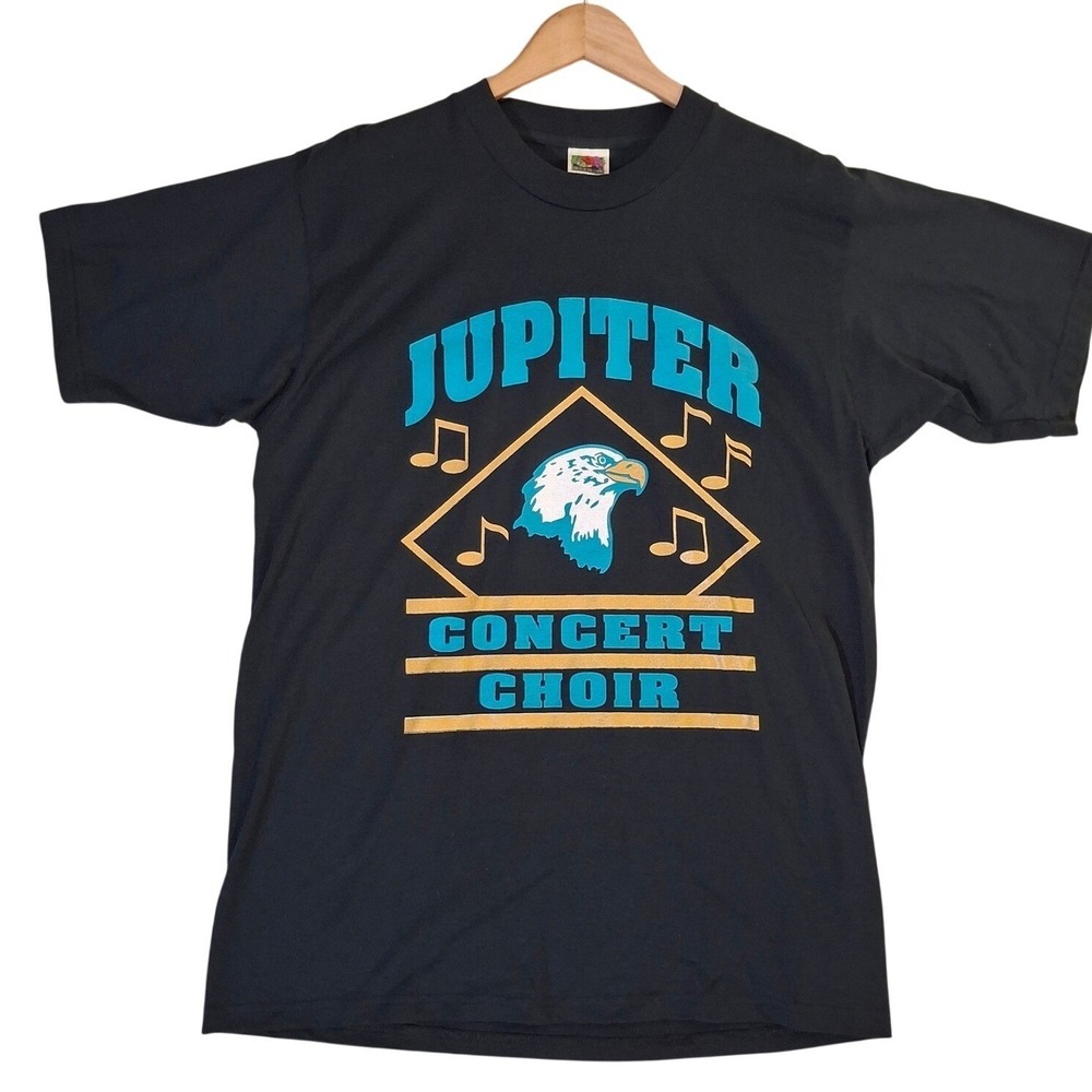 Vintage Fruit of the Loom Jupiter Concert Choir Eagle T-Shirt Black Womens Large